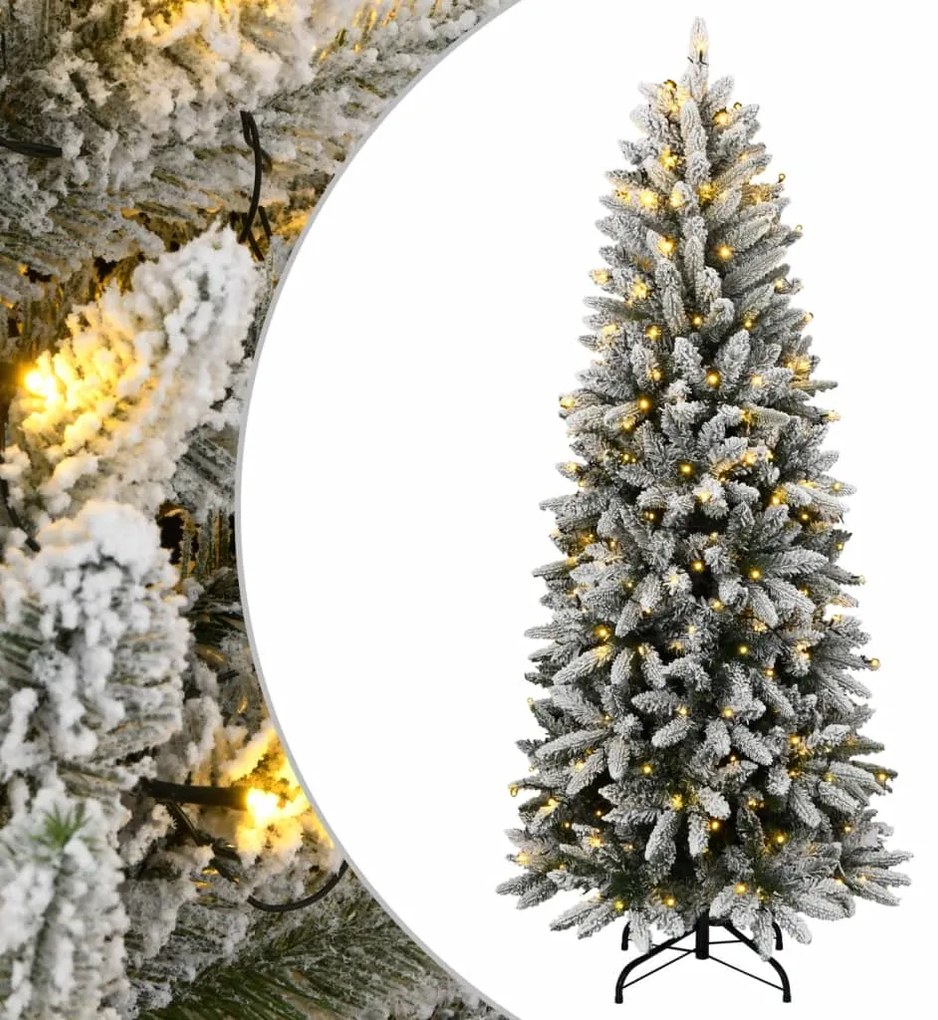 Árvore Natal artificial c/ 300 luzes LED e flocos de neve 180cm