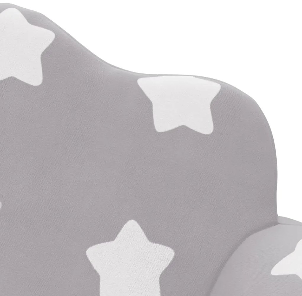 Sofá-cama infantil 2 lugares c/ estrelas pelúcia cinzento-claro