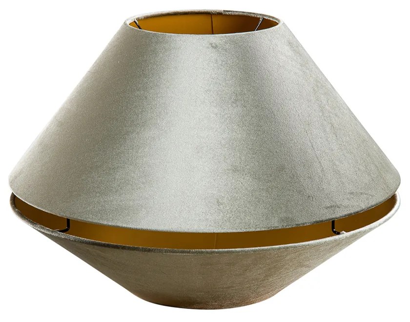 Abajur Duplo em Veludo Verde com Interior Dourado