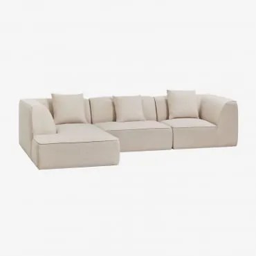 Sofá Modular Chaise Longue Esquerdo De 3 Peças Estofado Cardea Chenille Bege Creme - Sklum