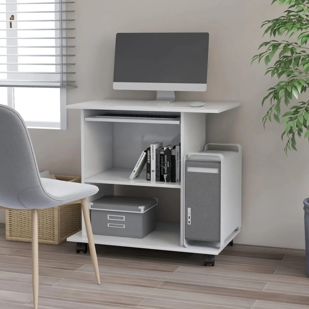 802894 vidaXL Secretária de computador 80x50x75 cm contraplacado branco
