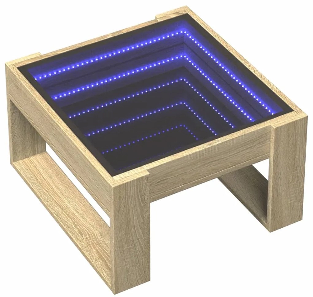 Mesa de centro luzes LED Infinity 50x53x30 cm carvalho sonoma