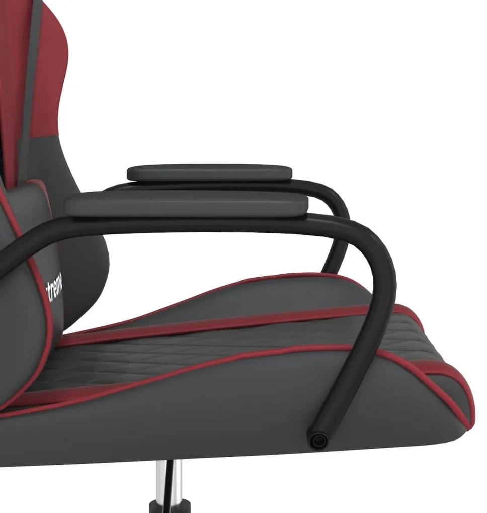 Cadeira gaming massagens couro artificial preto/vermelho tinto