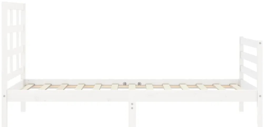 Estrutura de cama com cabeceira 100x200cm madeira maciça branco