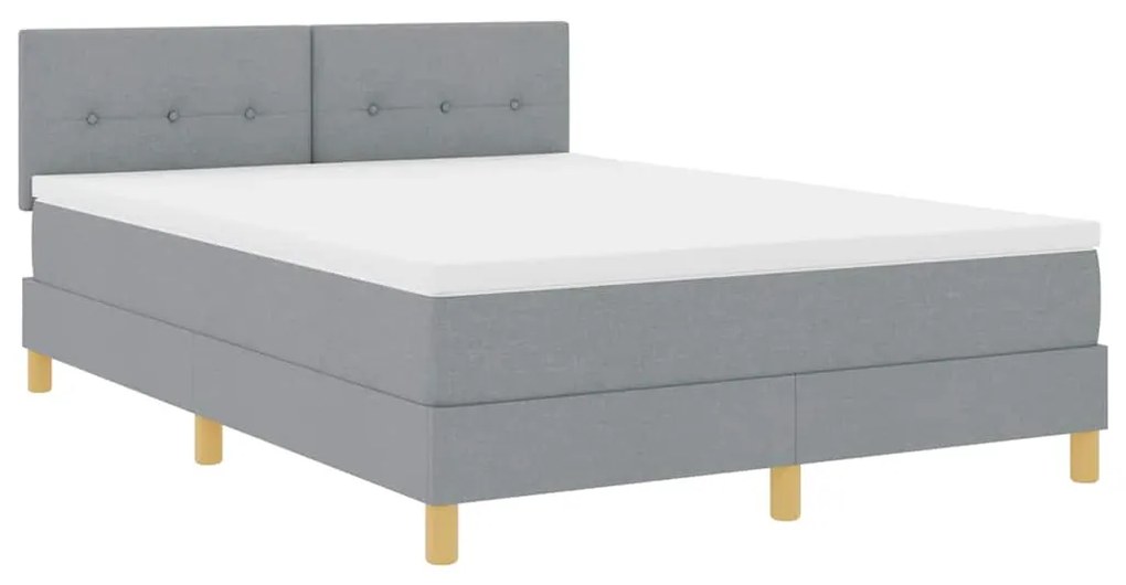 Cama Box com Colchão &amp; LED Cinza Claro 140x200 cm Tecido