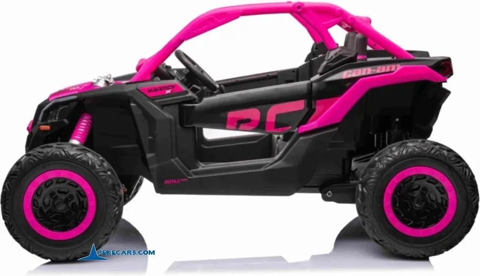Carro elétrico para crianças 1 a 7 anos 24V 4x4 MP4 CAN-AM Maverick Buggy Rosa