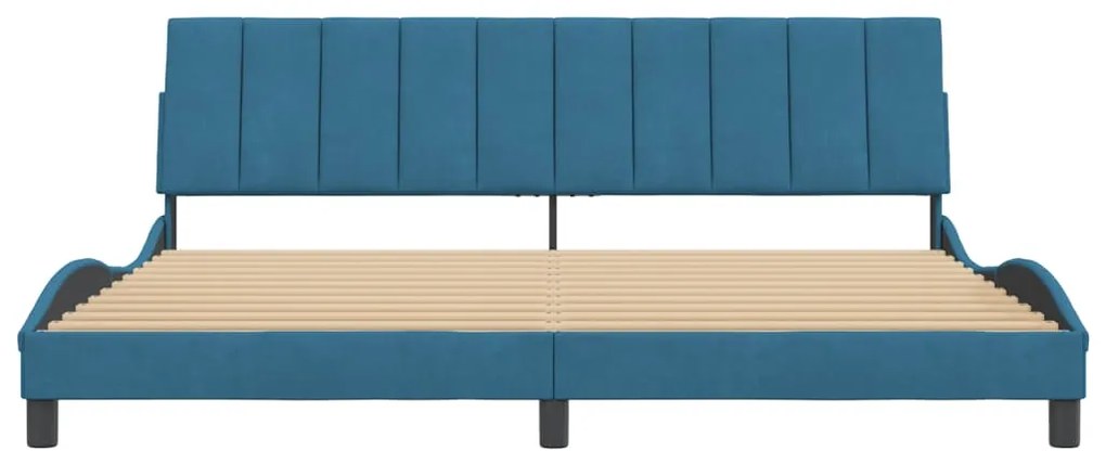 Estrutura de cama c/ cabeceira 200x200 cm veludo azul