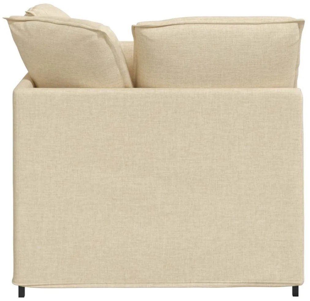 Sofá modular com pufes e almofadas tecido creme