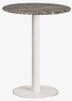 Mesa De Bar Redonda Em Pedra Natural Xiren Ø60 Cm & Mármore Castanho Emperador & Branco Glacial - Sklum