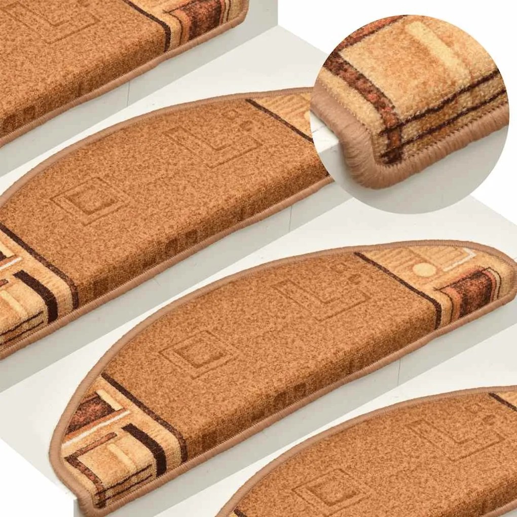 Tapetes de escadas adesivos 5 pcs 65x21x4 cm bege