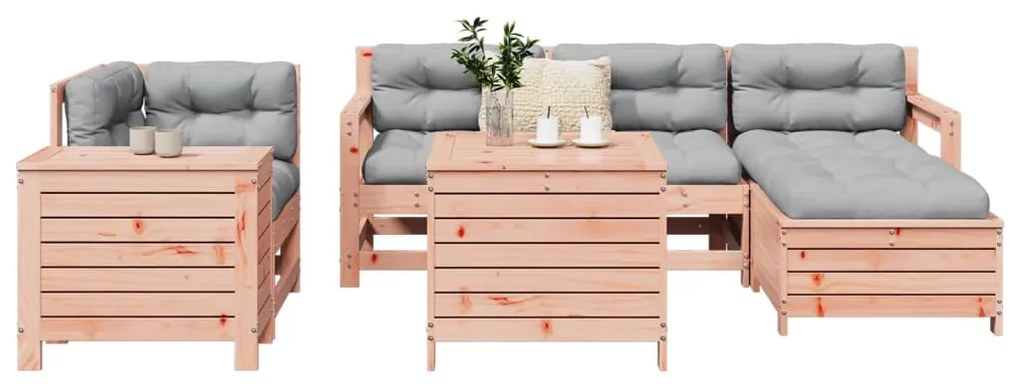 7 pcs conjunto sofás jardim madeira abeto-de-douglas