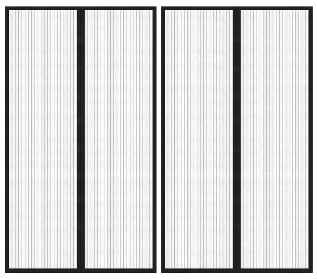 vidaXL Cortinas de porta anti-insetos magnéticas 2 pcs 200x80 cm preto