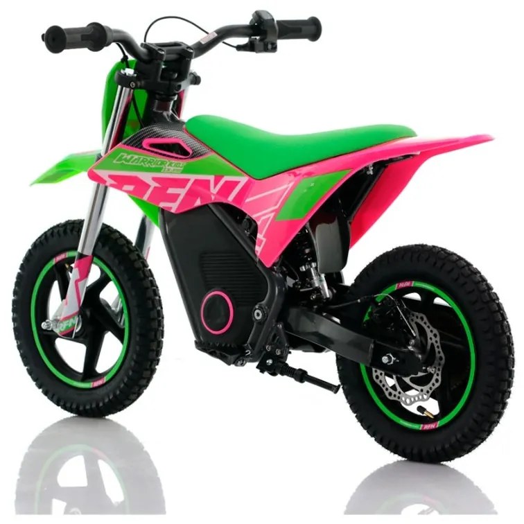 Mini moto eléctrica velocidade até 13 Km/h C/Limitador  RFN Warrior SX-E150 150W 12” Verde/Rosa