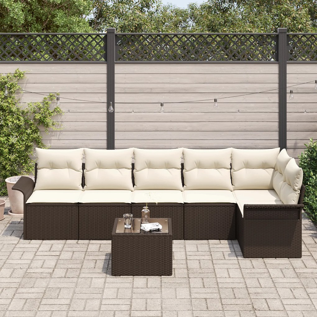 Conjunto de Sofá de Jardim vidaXL de 6 Peças com Almofadas Rattan Poli