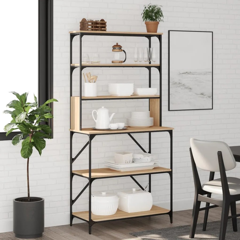 vidaXL Estante 6 prateleiras 90x40x180cm deriv.madeira carvalho sonoma