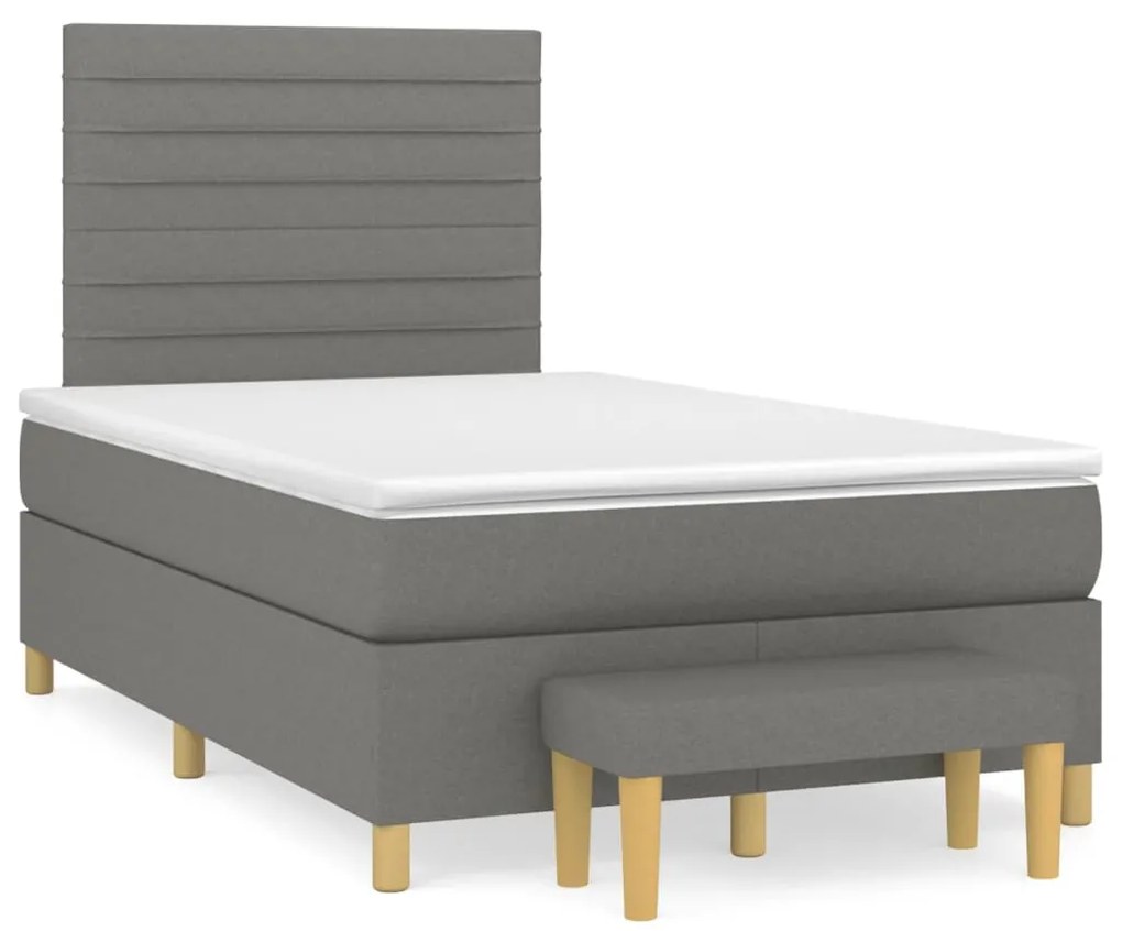 vidaXL Cama boxspring com colchão 120x190 cm tecido cinzento-escuro
