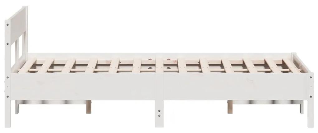 Estrutura de cama c/ cabeceira 150x200 cm pinho maciço branco
