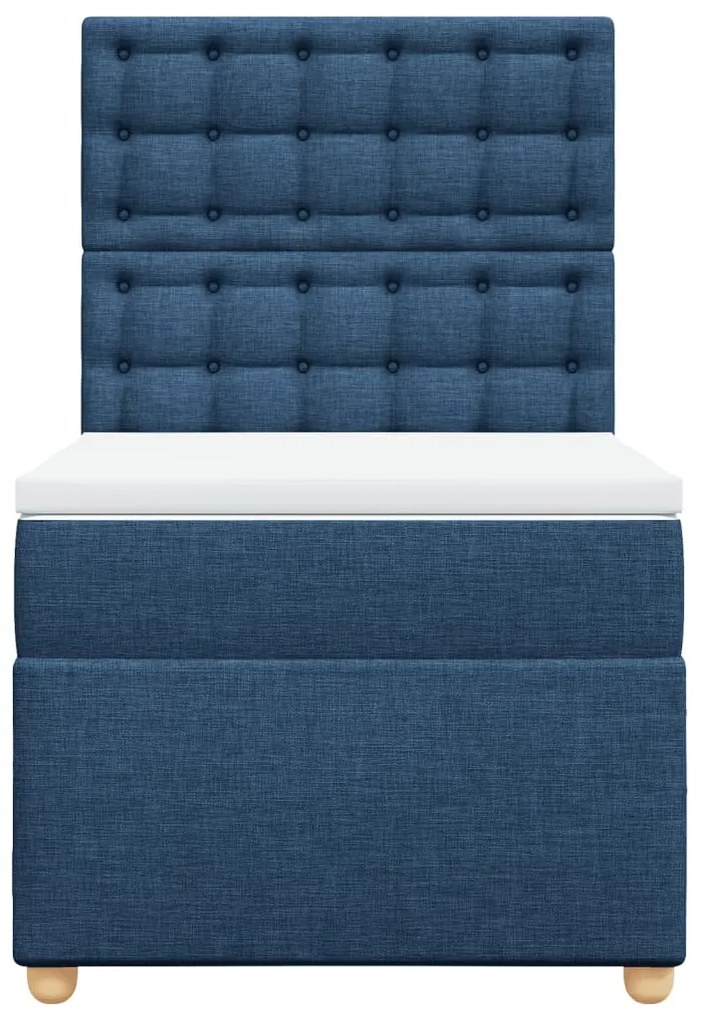 Cama com molas/colchão 90x190 cm tecido azul