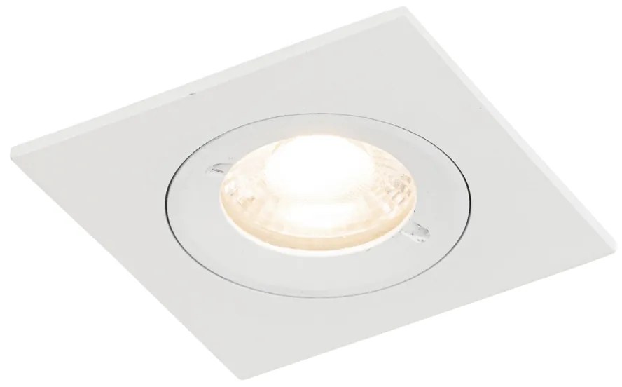 Conjunto de 6 Focos Embutidos Quadrados Brancos GU10 50mm IP44 - Xena Moderno
