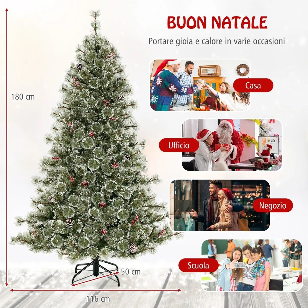 Árvore de Natal Artificial 190 cm com Luzes e Neve Árvore de Natal Artificial para Casa Verde+Branco
