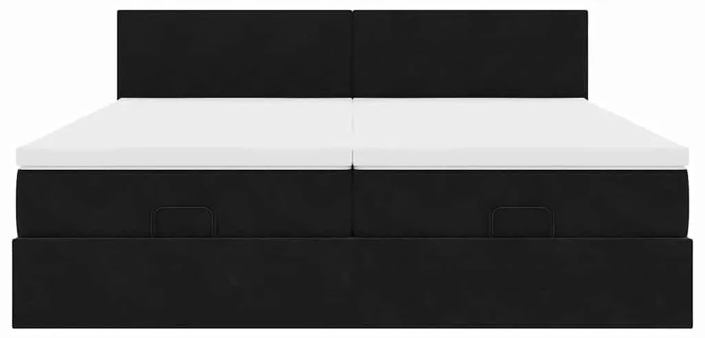 Estrutura de cama otomana com colchões 160x200 cm veludo preto