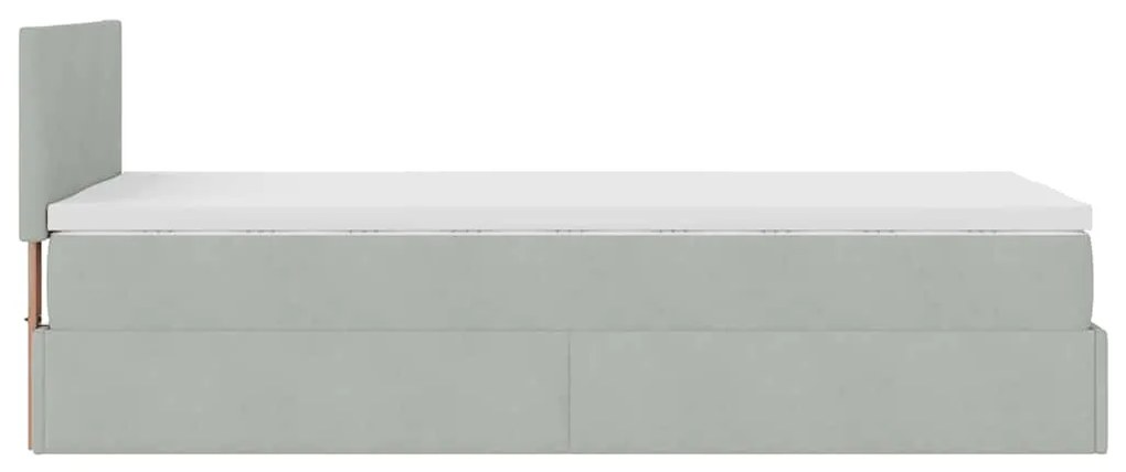 Estrutura cama otomana colchão 90x190 cm veludo cinzento claro
