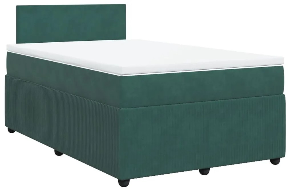 Cama boxspring com colchão 120x190 cm veludo verde-escuro