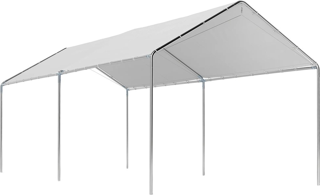 Outsunny Tenda de garagem 3x6 m Impermeável com Toldo de Tecido PE e Estrutura de Aço Galvanizado Branco | Aosom Portugal