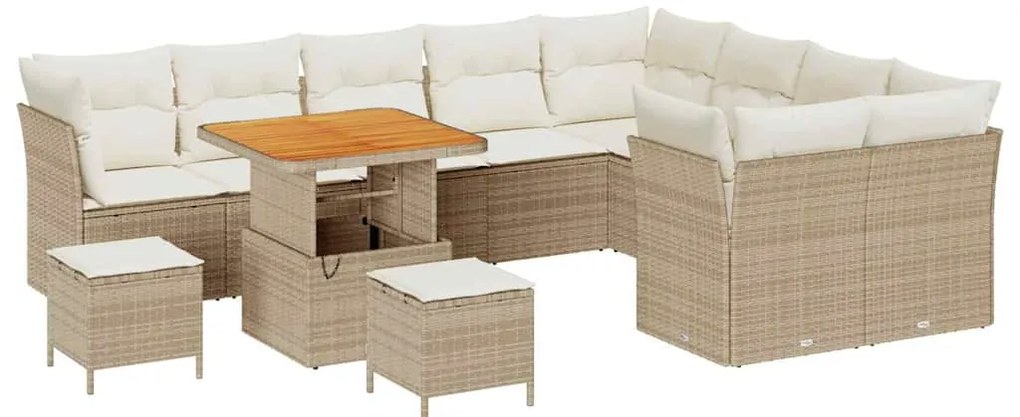 Conjunto de Sofás de Jardim vidaXL de 12 peças com Almofadas Bege em R