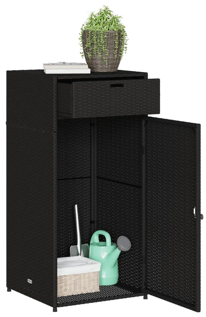 Armário de arrumação para jardim 55x55x111 cm vime PE preto