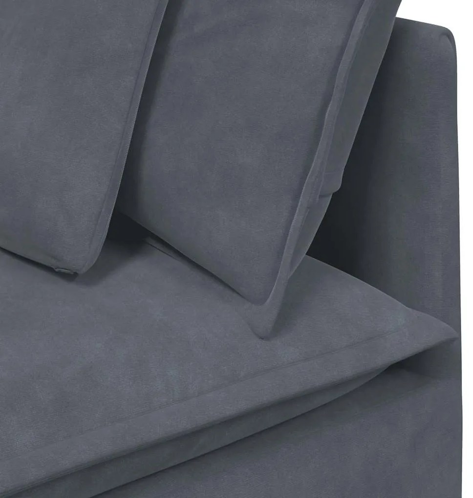Sofá modular com almofadas veludo cinzento-escuro