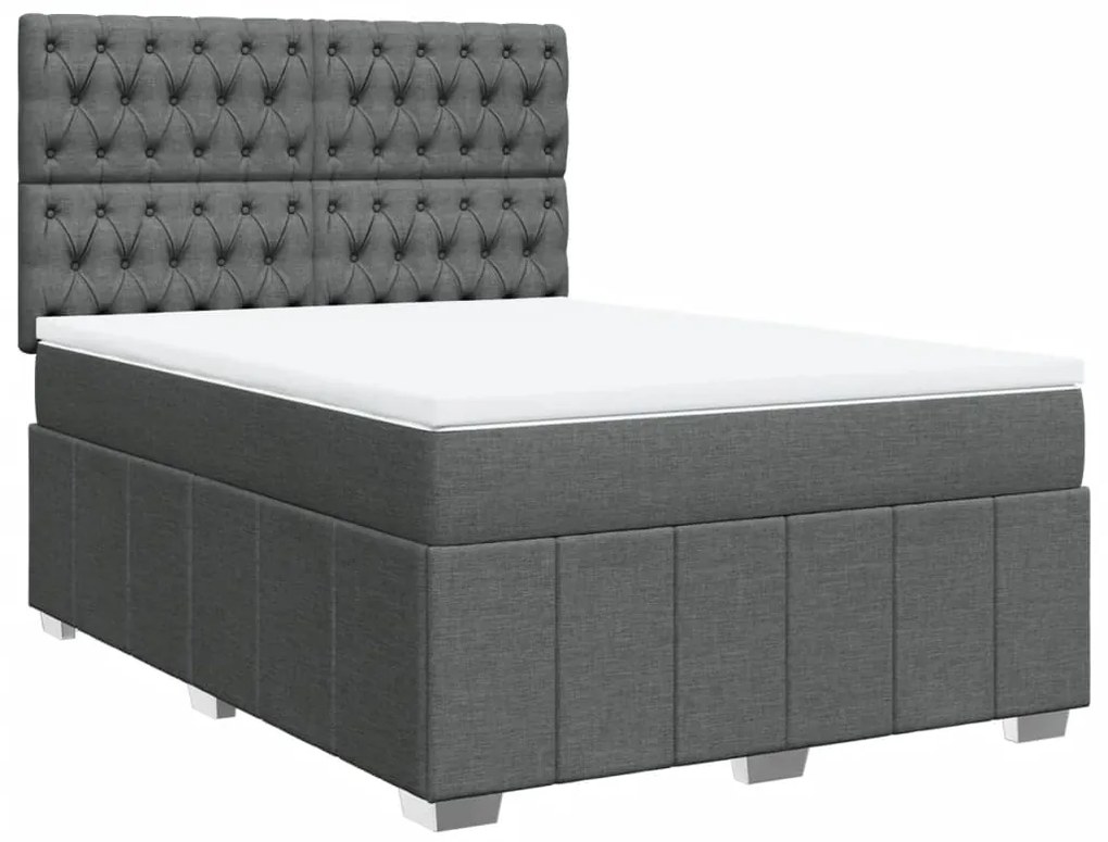 Cama com molas/colchão 140x200 cm tecido cinzento-escuro