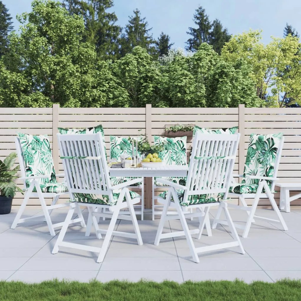 vidaXL Almofadões para cadeiras altas de jardim 6 pcs tecido folhas