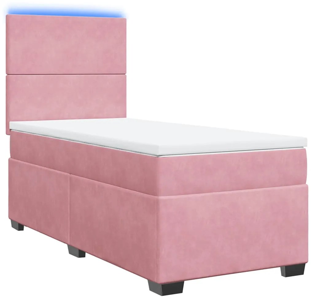 Cama com molas/colchão 90x190 cm veludo rosa