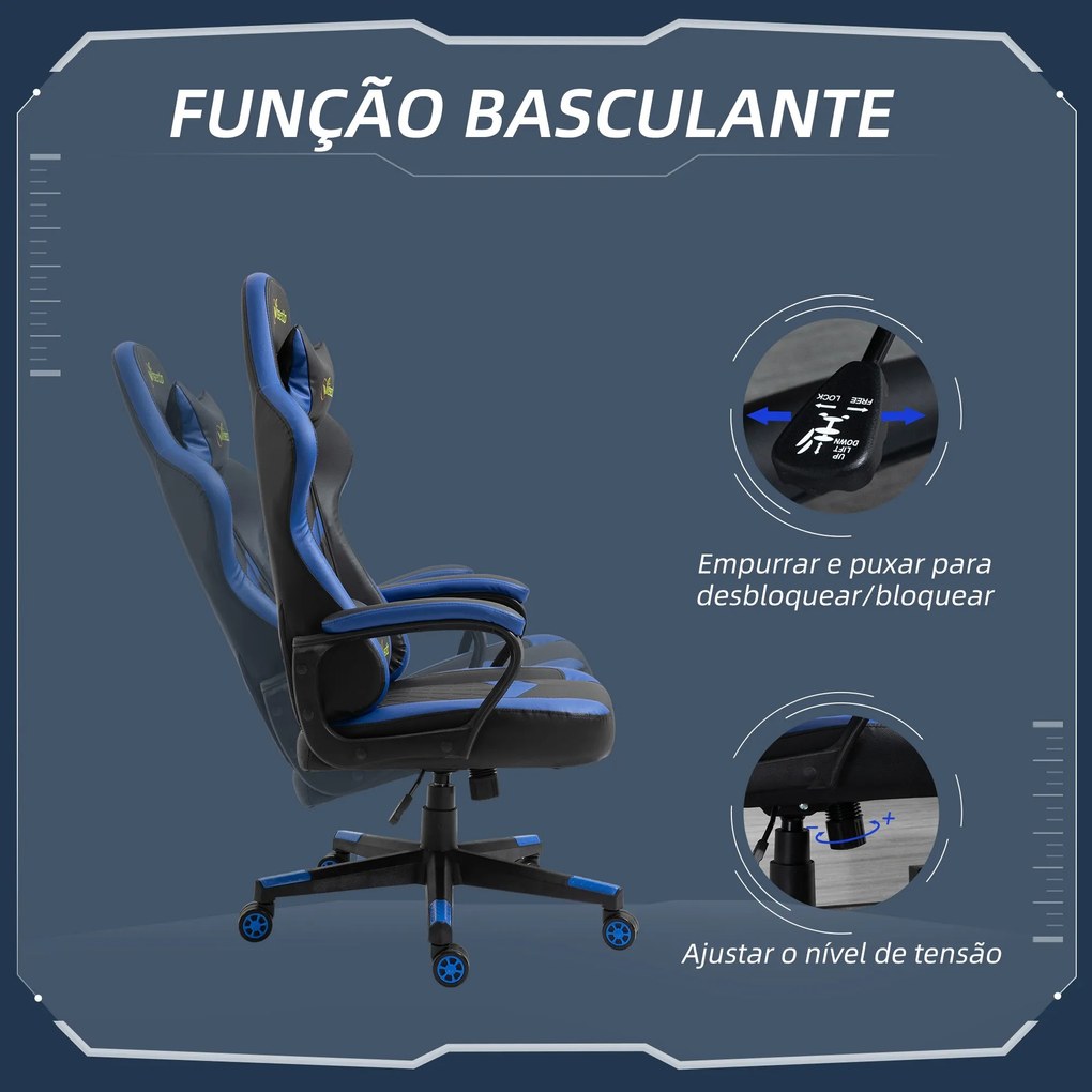 Vinsetto Cadeira Gaming Cadeira de Escritório Ergonómica com Altura Re