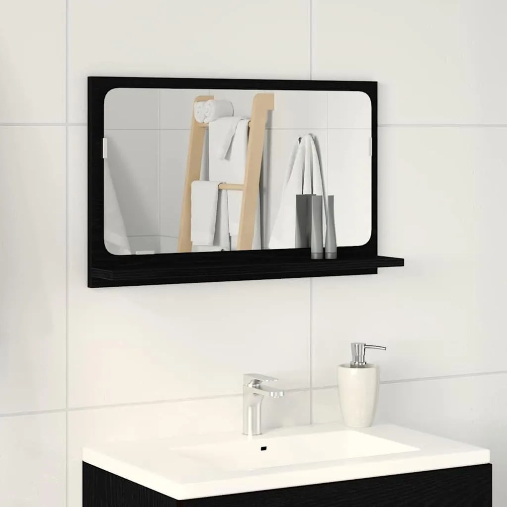 Espelho de Casa de Banho vidaXL em Carvalho Preto 60x10,5x37 cm em Mad