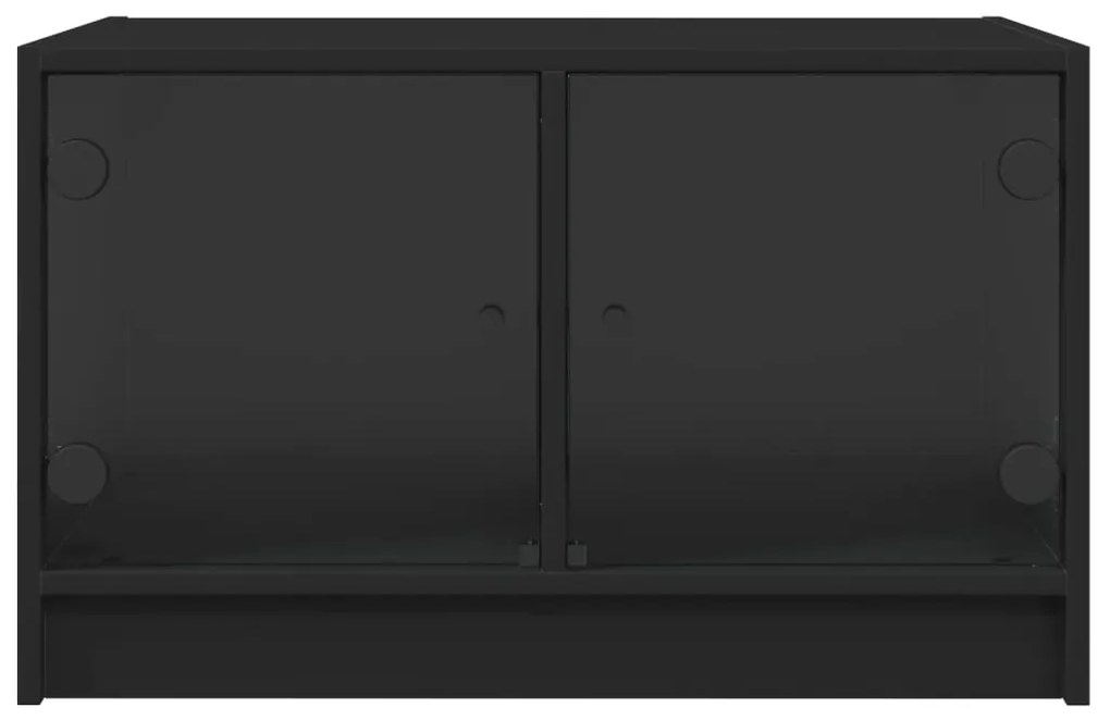 Mesa de centro c/ portas de vidro 68x50x42 cm preto