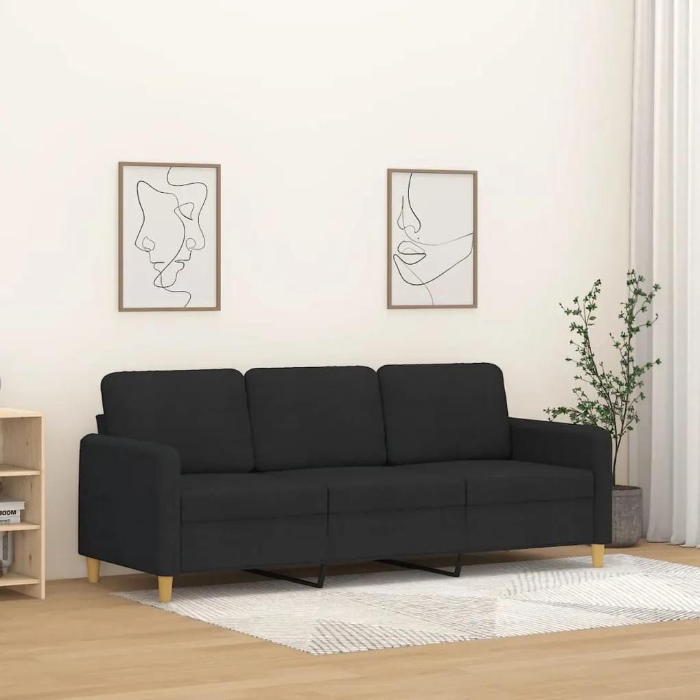 Sofá de 3 lugares tecido 180 cm preto