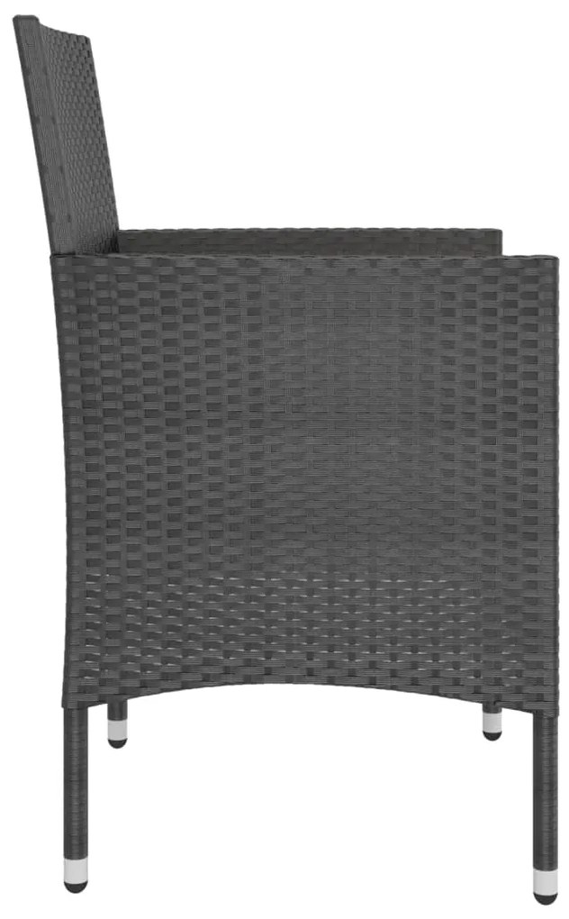 4 pcs conjunto de cadeiras e bancos de jardim vime PE preto