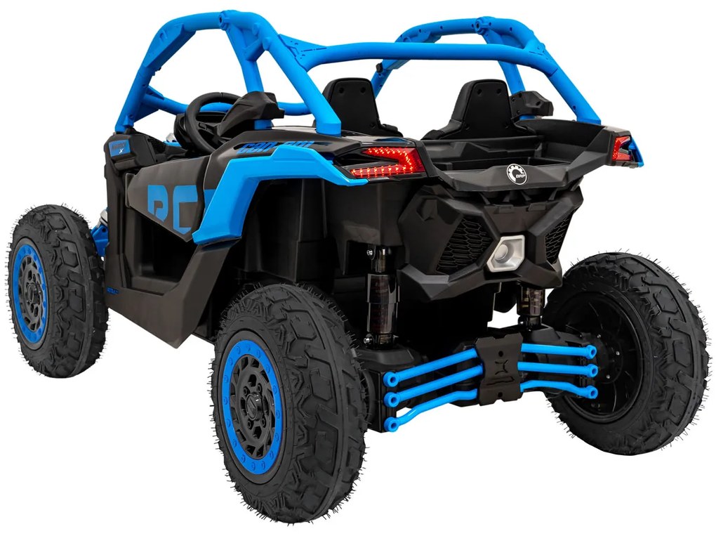 Carro elétrico para Crianças 2 Lugares 24V CAM-AM Buggy Maverick Turbo RR STRONG Motor 320 W, Rodas AR bombeado, assento couro ecológico Azul