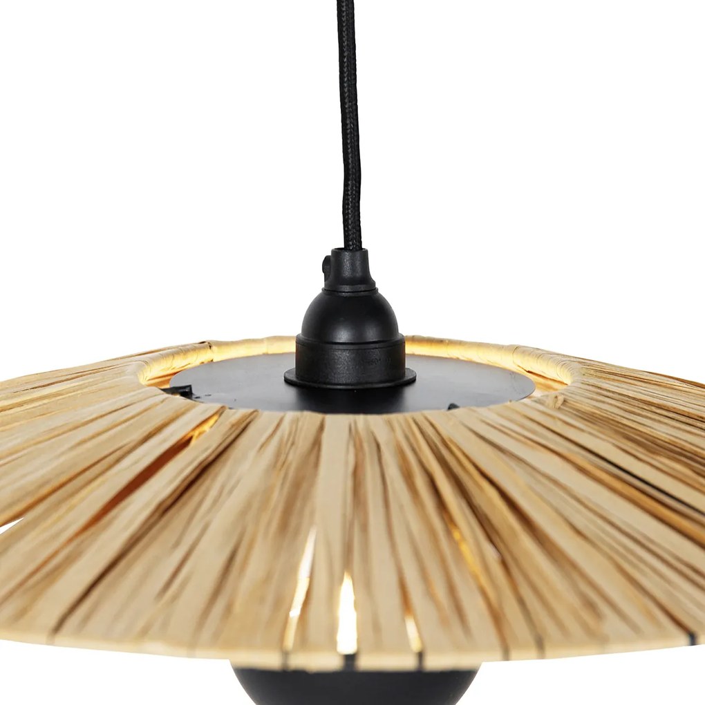 Candeeiro de suspensão rústico preto com corda 45 cm - Leia Rústico ,Oriental