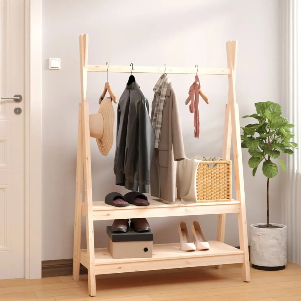 824988 vidaXL Suporte para roupas 100x45,5x150 cm madeira de pinho maciça