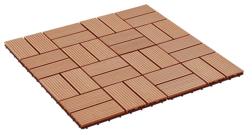 Ladrilhos de pavimento 11 pcs WPC 30x30 cm 1m² cor de teca
