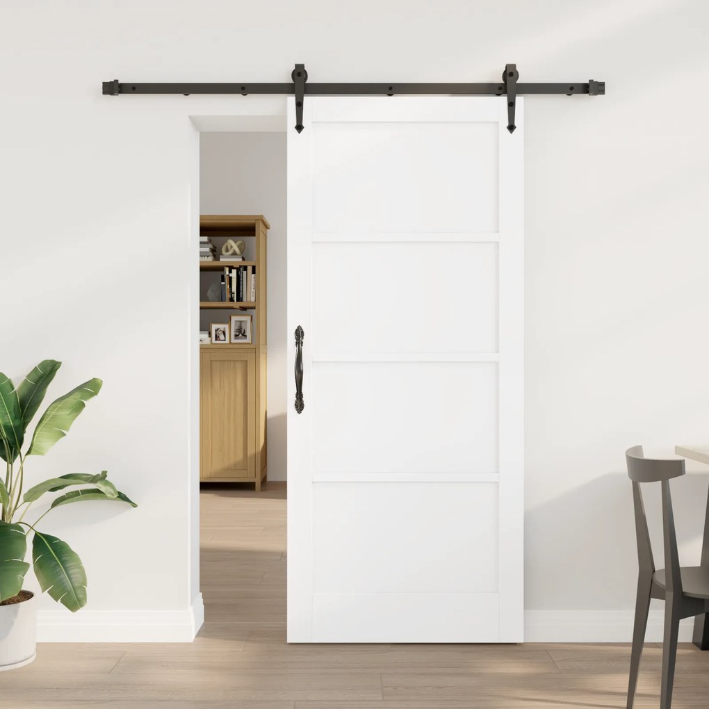 Porta Deslizante vidaXL com Conjunto de Hardware Branca 86x198.5 cm Ma
