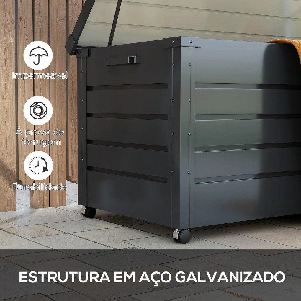 Outsunny Baú de Exterior 311 L Baú de Armazenamento de Aço Galvanizado