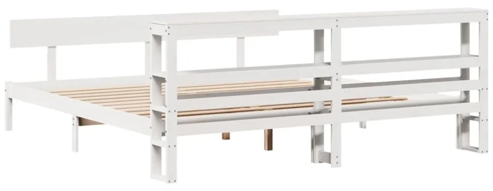 Cama sem colchão 200x200 cm madeira de pinho maciça branco