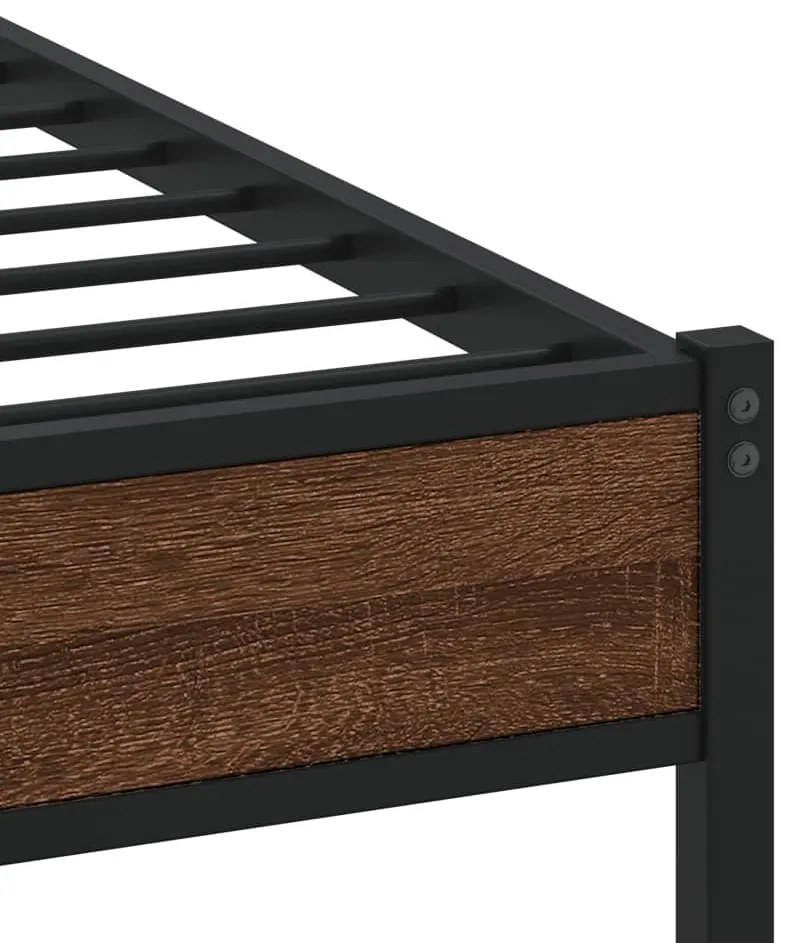 Estrutura de cama sem colchão 75x190 cm metal carvalho castanho