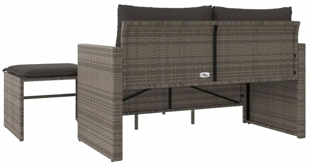 3 pcs conjunto sofás de jardim c/ almofadões vime PE cinzento