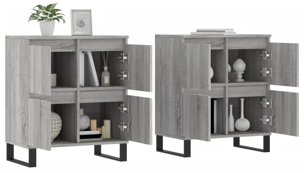 Aparadores 2 pcs derivados de madeira cinzento sonoma