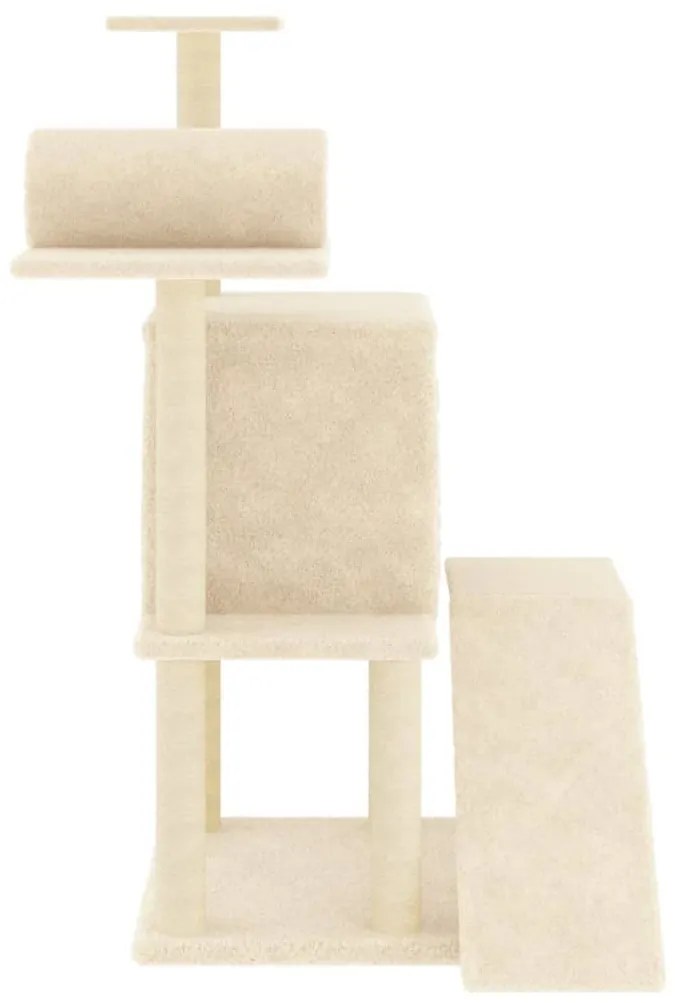 Árvore para gatos c/ postes arranhadores sisal 110,5 cm creme